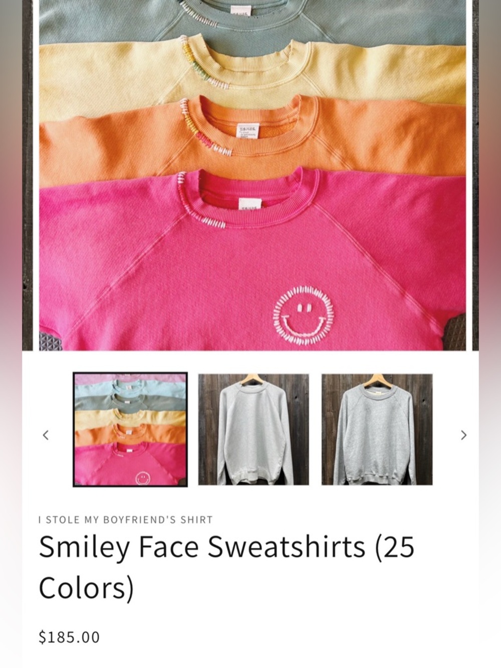 I STOLE MY BOYFRIEND’S SWEATSHIRT - orange smiley